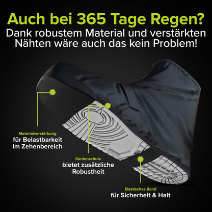 VELMIA Shoe Covers Waterproof Black I Rain Protection for Shoes on Bike with Reflective Material and Reinforced Toe I Rain Shoe Covers Bike