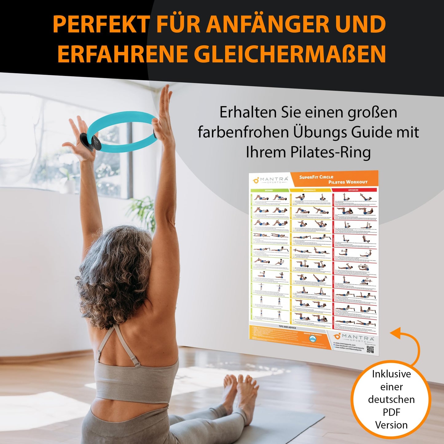 MANTRA SPORTS Pilates Ring Fit Fitness Ring Pelvic Floor Trainer for Women & Men, Pelvic Floor Training Device for Home, Leg Press Hip Trainer Thigh Trainer Home Workout Equipment