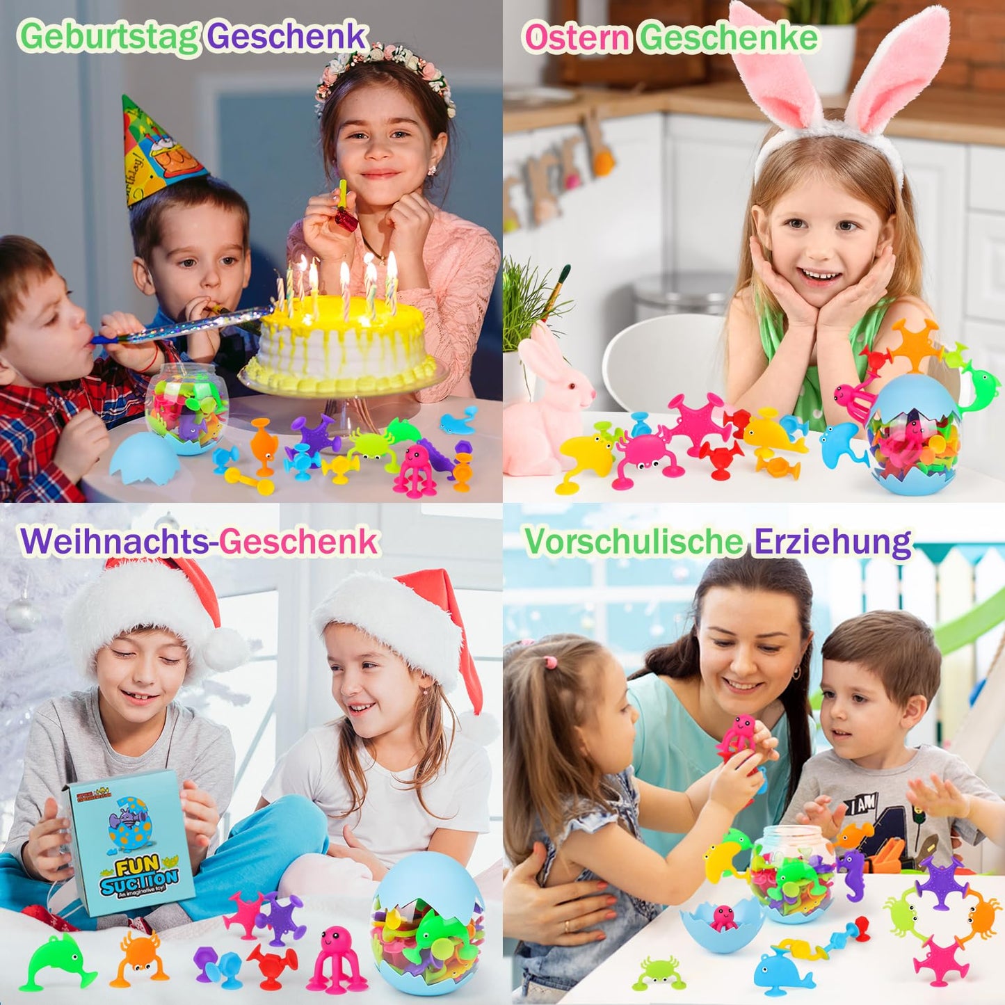 Suction cup toy, 50 pieces sensory silicone building blocks suction toy, bath toy for babies from 3 years with dinosaur egg storage, children stress relief gift for 4 5 6 year old boys and girls.