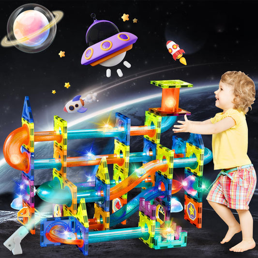 Magnetic building blocks 75 pieces Marble run magnets for kids, Magnetic building blocks kit toy for ages 3+, Creative 3D magnetic building blocks, Magnetic game gifts for boys girls home & schools 🏠🎁🔧