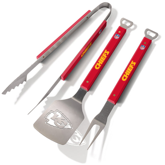 YouTheFan Unisex Kansas City Chiefs Spirit Series 3-piece Grill Set, Stainless Steel, One Size
