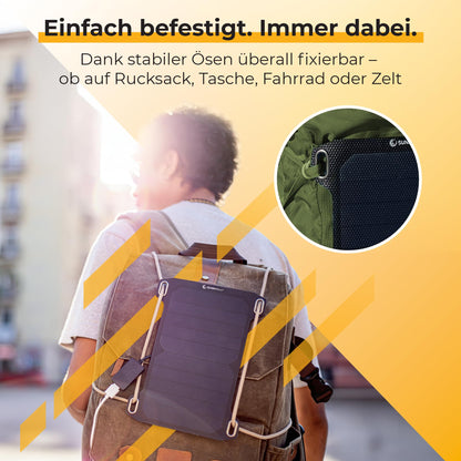 Sunnybag® Leaf MINI 2.0 solar panel [Ultra-lightweight & Compact!] – Solar charger (Waterproof & Durable) – Solar panel with USB for hiking, camping & outdoor activities – perfect for use with power bank (5W power output)