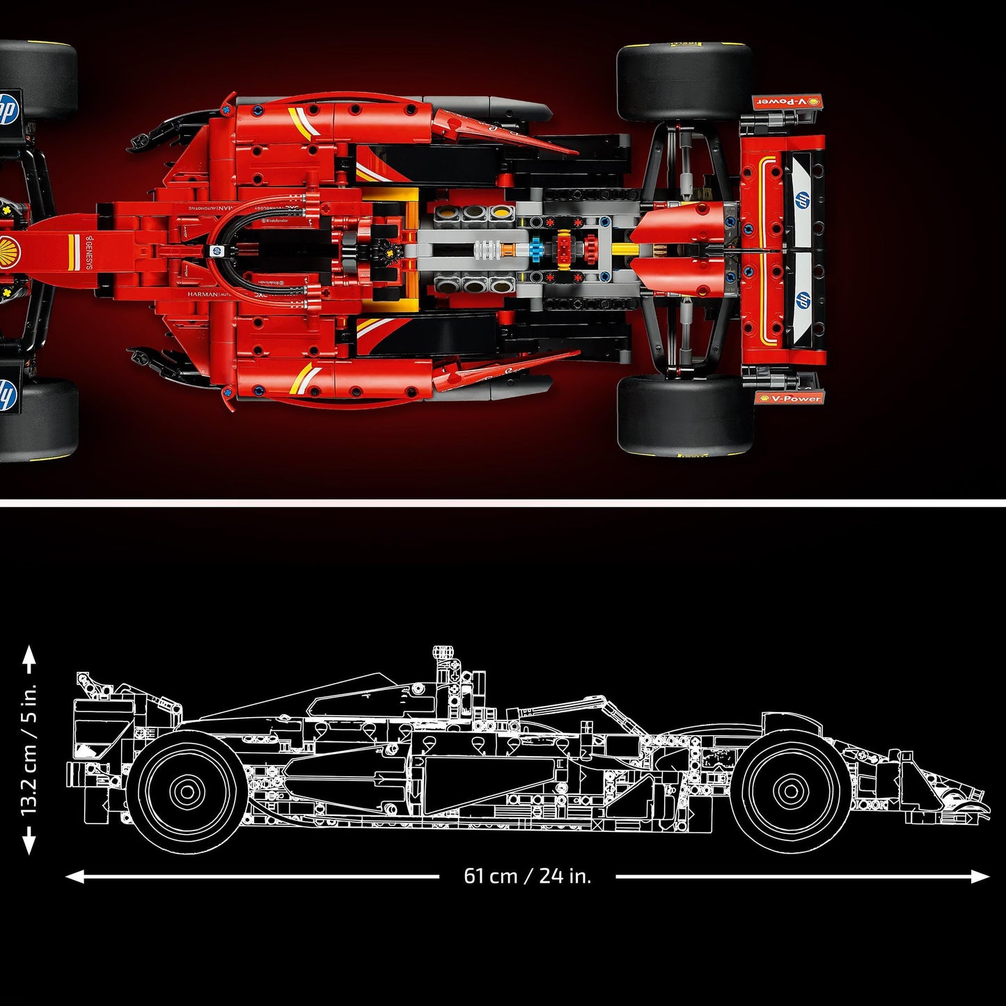 LEGO Technic Ferrari SF-24 F1 race car - adult model car - Formula 1 collectible set - V6 engine, gearbox, steering, and DRS in 1:8 scale - Gift for motorsport & race car fans 42207