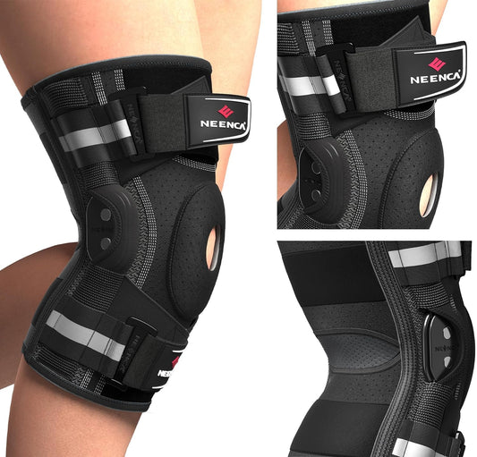 NEENCA Knee Brace for Knee Pain, Knee Support with Hinge and Patented X-Strap Attachment System, Provides Strong Stability for Pain Relief, for Arthritis, Meniscus Tears, ACL, PCL, MCL