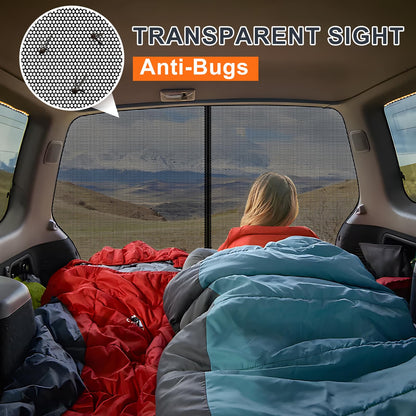 ZATOOTO car sunshade for VW T5 T6, trunk cover with triple zipper, magnetic divider curtain shade net mosquito net for camping travel.