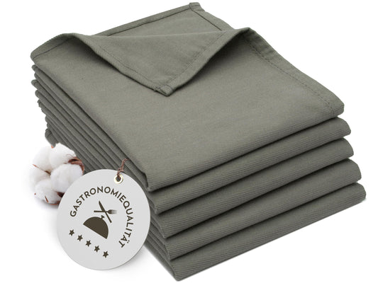 ZOLLNER Set of 5 cotton dish towels, 20x28 in - extra absorbent and durable kitchen towels - machine washable up to 140°F - in anthracite - professional quality - Oeko Tex® certified