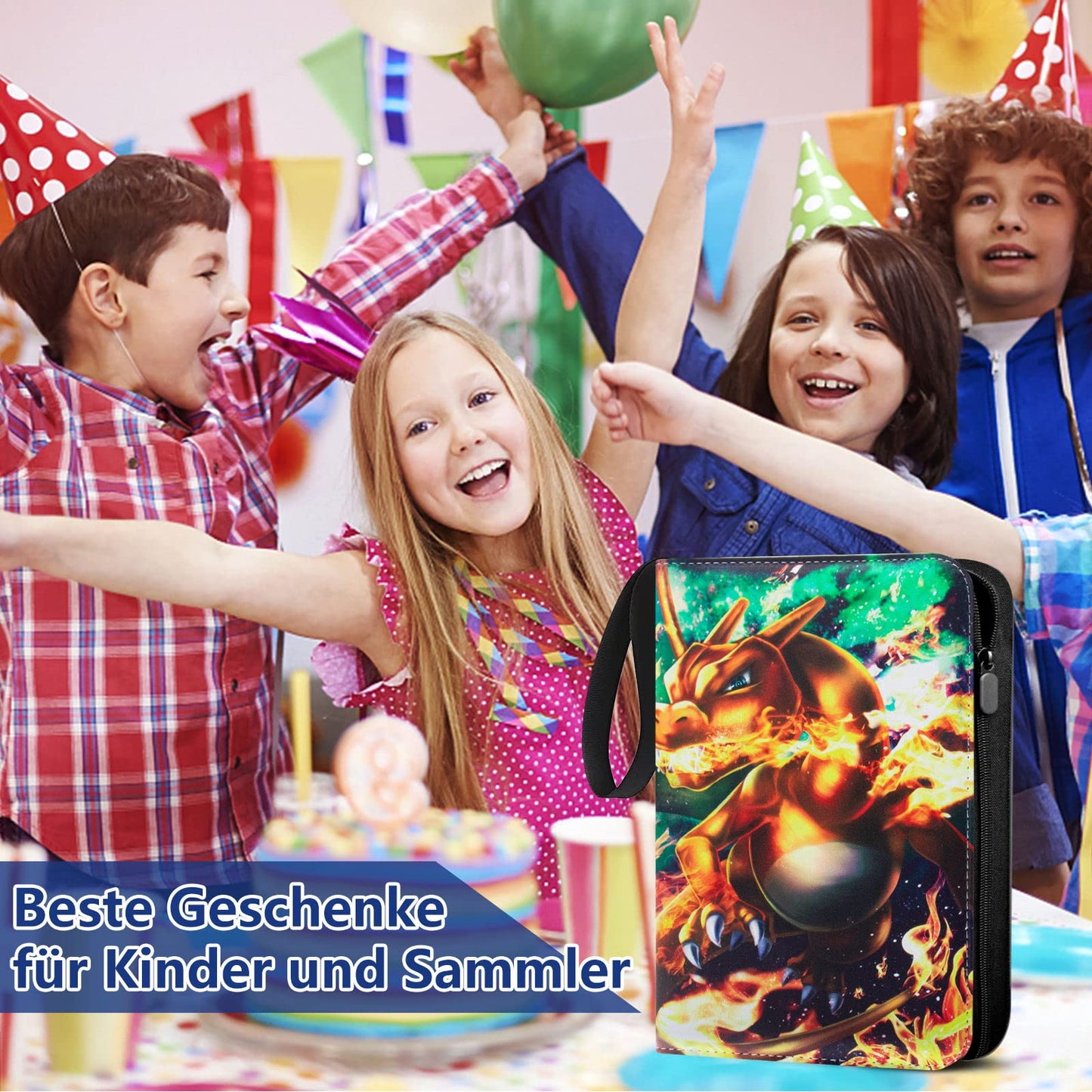 Pokemon card collecting album, 50 pages, 400 pockets collection card album, portable waterproof PU card booklet, collection card albums. The perfect gift for kids. 50 cards per page.
