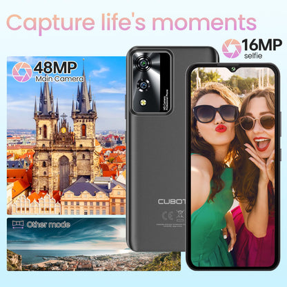 CUBOT A10 phone without contract, 12(4+8) GB+128GB/1TB, Android 14 smartphone affordable, 6.56-inch HD+/90Hz screen, 48MP+16MP camera, 5100mAh, dual SIM 4G unlocked phones, face ID/GPS/OTG