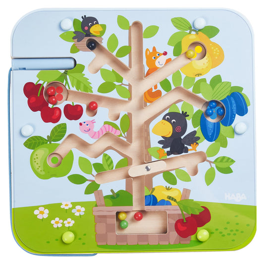 HABA Magnetic Game Orchard - labyrinth with magnetic pen and balls, promotes counting and color matching, wooden toy for ages 2 and up - 1306083001