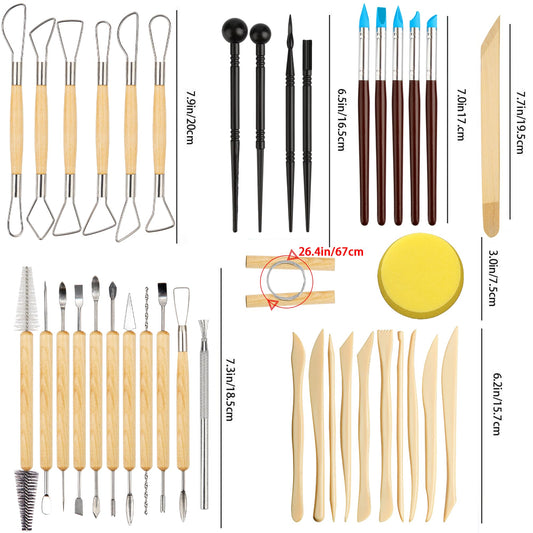 Modeling tool set 62 pieces Pottery tool Pottery set Modeling tool Ceramic Sculpting Clay tool Polymer Clay tools, Modeling tool set for pottery artists, DIY crafts, sculpture, beginners