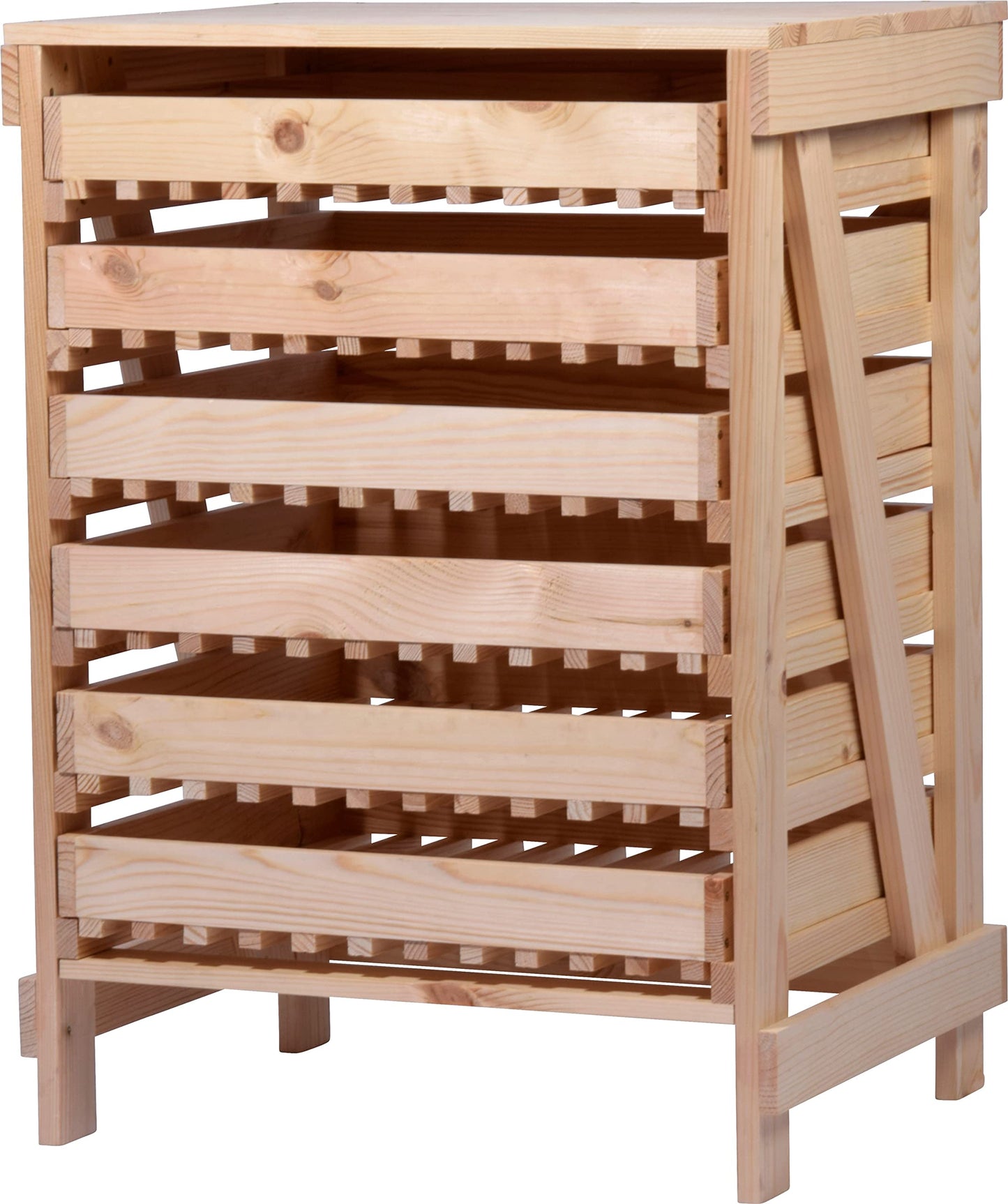 dobar® Green Label 29024FSCe apple crate with 6 drawers | Solid wood fruit crate | Food storage rack | Apple box | Fruit box | 51 x 40.5 x 70.5 cm | Solid pine natural