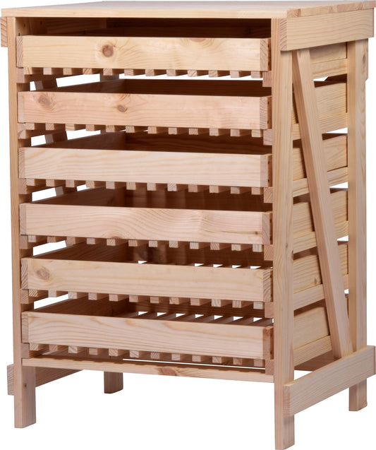 dobar® Green Label 29024FSCe apple crate with 6 drawers | Solid wood fruit crate | Food storage rack | Apple box | Fruit box | 51 x 40.5 x 70.5 cm | Solid pine natural