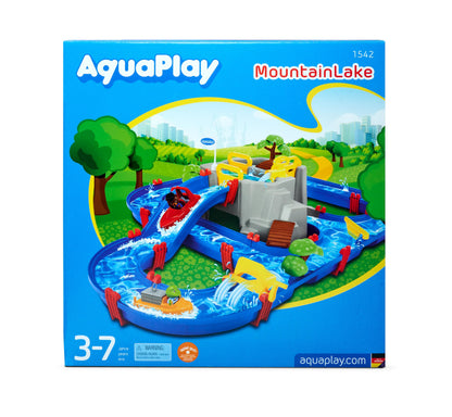 AquaPlay - Water track MountainLake - 42-piece game set with a high mountain, waterfall, and secret cave, water play fun including 2 animal figures and 2 boats, for children aged 3 and up.