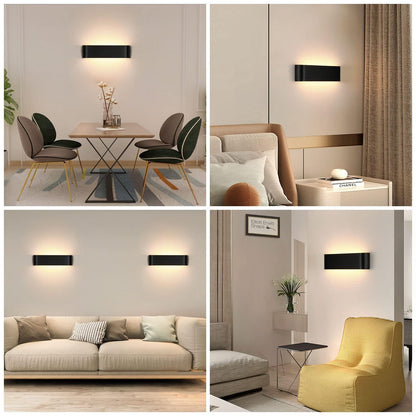 Lightess 2 Pack 16W Wall Light Hallway Wall Lamp Black Indoor LED Modern Up Down Light Corridor Wall Warm White Staircase Lighting IP44 for Living Room Bedroom Hallway Stairs, made of Aluminum.