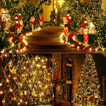 BrizLabs Christmas Tree Lights Outdoor, 100M 1000 LED Christmas String Lights Outside, 8 Modes Powered by Battery Waterproof Decorative String Lights for Indoor Room Garden Wedding Party, Warm White