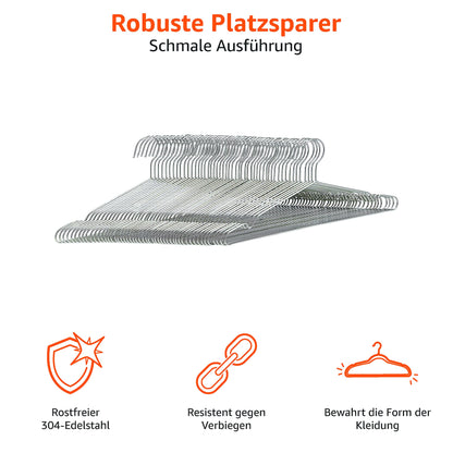 Amazon Basics Stainless Steel Clothes Hangers, 50-Pack, Chrome-plated