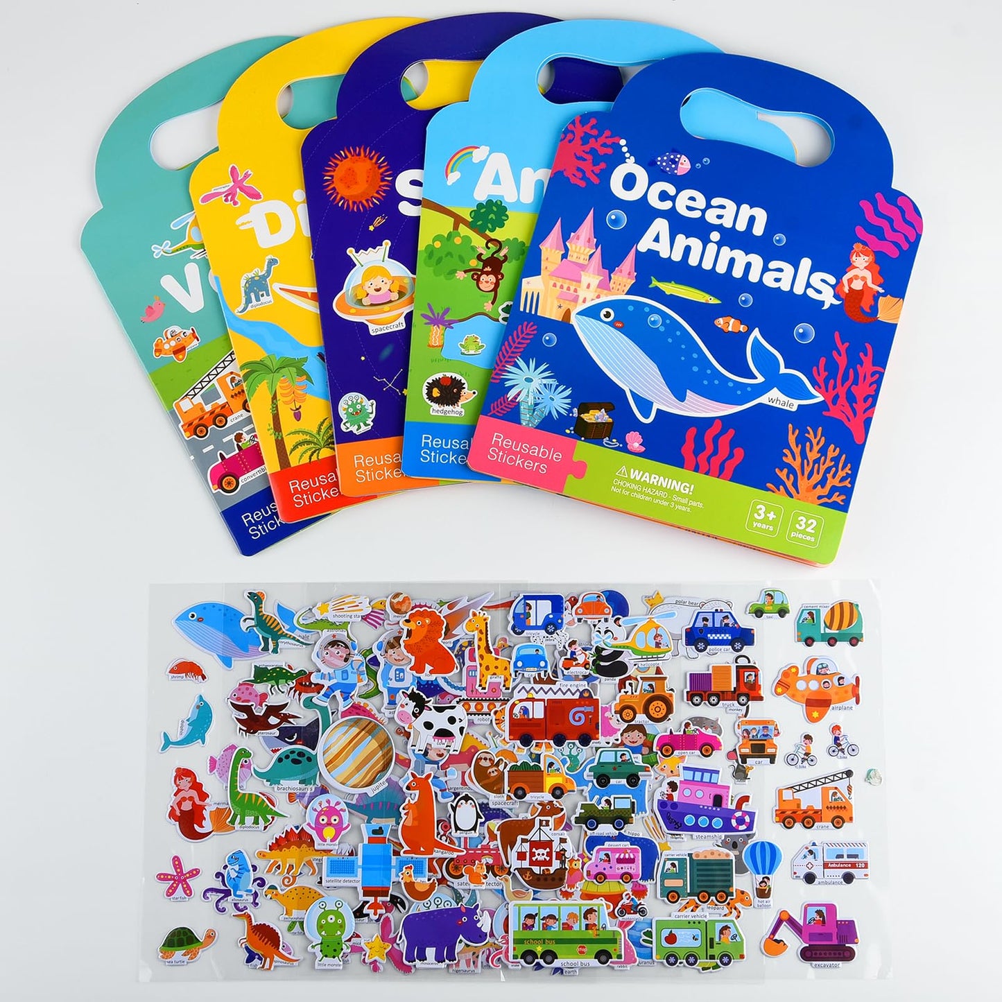 ASTARON Space Sticker Book for Toddlers, Reusable Sticker Books, Airplane Activities, Travel Toys, Birthday Christmas Gift for Kids
