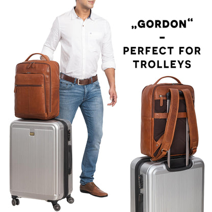 STILORD 'Gordon' Backpack Leather Men and Women Messenger Backpack Laptop 17 Inch Leather Backpack Women Business Backpack Men, Color: maraska - brown