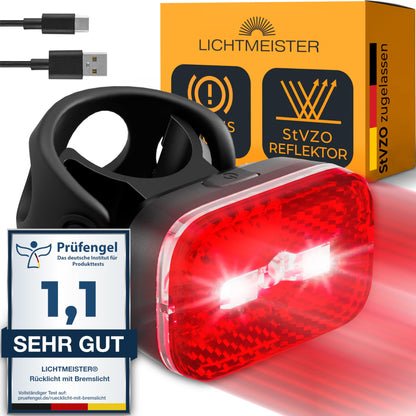 LIGHT MASTER® bike tail light with reflector and brake light function - bike tail light with StVZO approval - rear bike light - bike tail light LED - bike tail light.