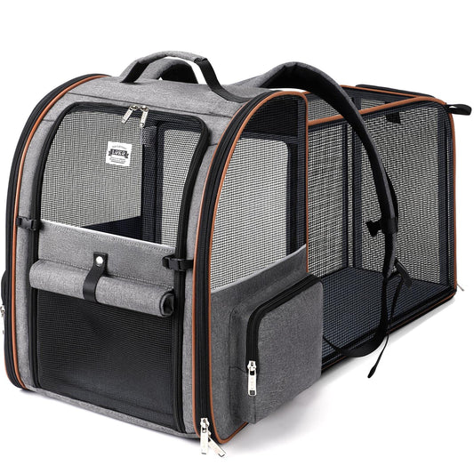 Lekebobor Cat Backpack Carrier, expandable pet carrier backpack for small dogs, medium cats, up to 18 lbs, dog backpack carrier, hiking, outdoor use