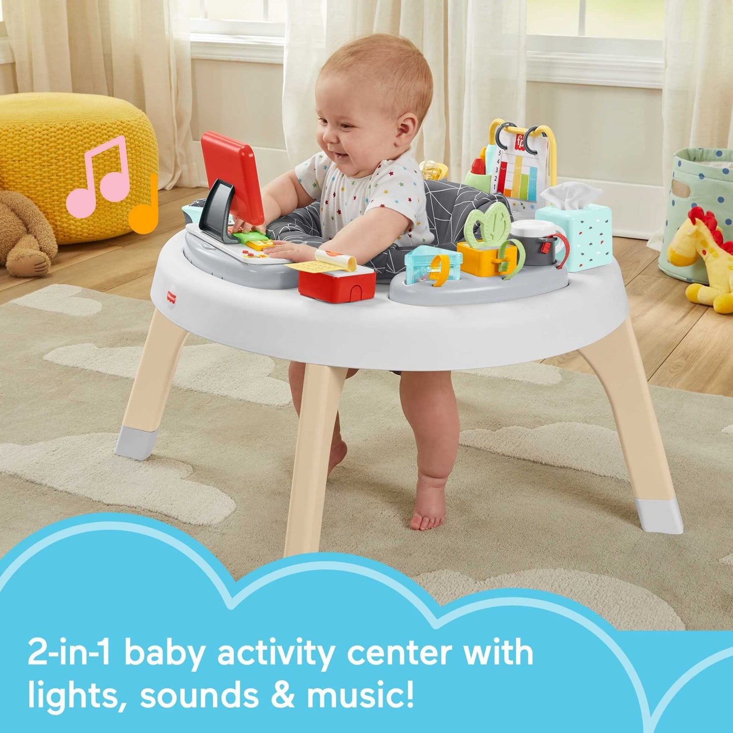 Fisher-Price HBM26-2-in-1 Homeoffice Activity Center, entertainment for babies and play table with music, lights, and sounds, toys for toddlers.