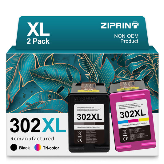ZIPRINT 302 XL cartridges Compatible with HP 302 printer cartridges Multipack for HP Envy 4525 4520 4524 DeskJet 3630 3636 2130 Officejet 3830 5230 3831 (Black/Color, 2-Pack)