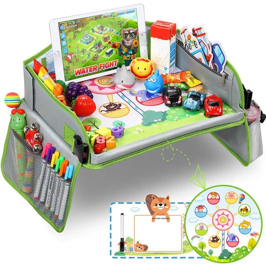 Lenbest Children's Travel Table - Ferris Wheel Background Knee Table Travel Table and Foldable Adjustable Dining Table Play Table - with bonus of 1 Reusable Drawing Surface and 1 Erasable Pen