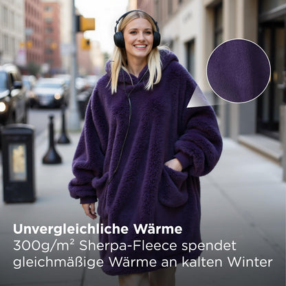 BEDSURE Hoodie Blanket with Sleeves - Cozy Sweatshirt as Gifts for Women - Wearable Blanket for Adults Snuggle Blanket with Arms Soft Warm Gifts for Girlfriend Moms, Purple 95x85 cm