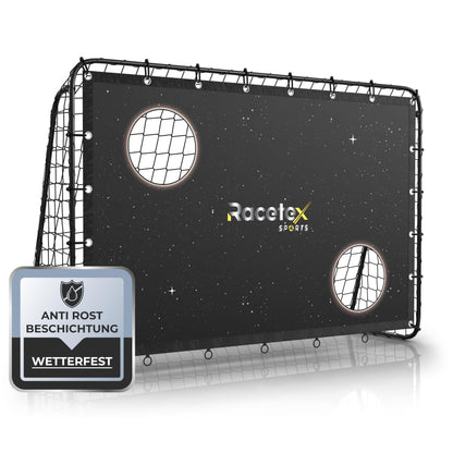 Racetex Kids Soccer Goal including target wall with anti-rust coating - Soccer goals for garden children and adults - Soccer goal with ground anchors for optimal stability - Soccer goal (Galaxy)