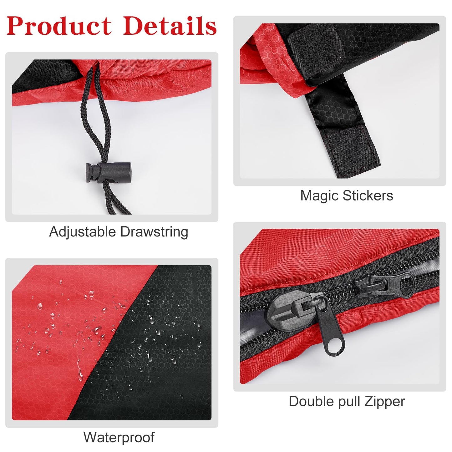 YARMINE sleeping bag, 3-4 seasons, outdoor camping gear for adults and kids. Portable, rectangular, soft, thick, and warm in red and black. Perfect for outdoor activities like hiking and travel.