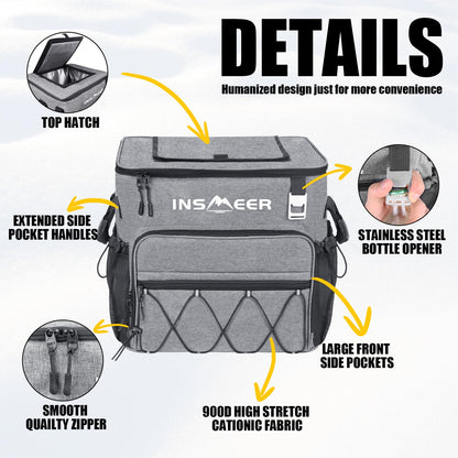 INSMEER Large Cooler Bag with Wheels, 40L / 60 Can Cooler Bag Foldable, Waterproof Shopping Cart Beach Tire Cooler Trolley, for Beach, Camping, Picnics, Grocery Shopping