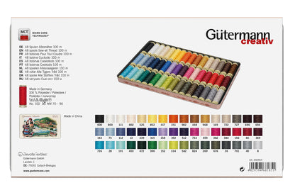 Gütermann creative Nostalgia Box with 48 spools of Sew-All thread 100 m in various colors