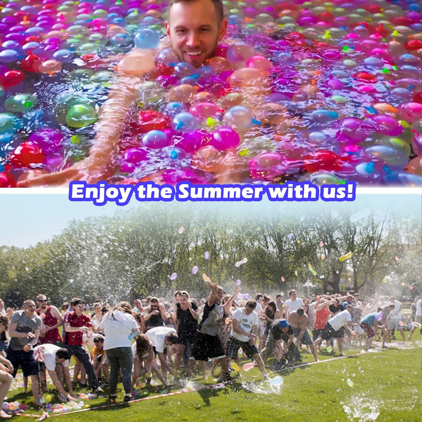 Funnity Self-Sealing Water Balloons, 444 pack, 60-second quick filler, water balloons with 4 hose connections, colorful water balloons for outdoor water games and summer fun.
