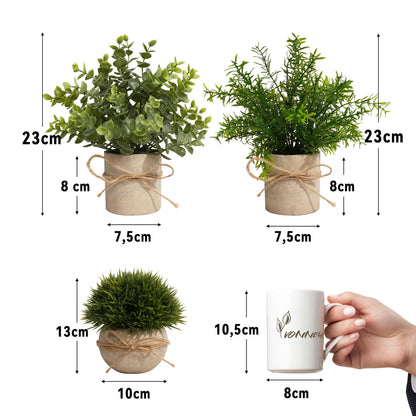 YVONNEYI 4 piece artificial plant for living room decor, fake plants like real eucalyptus, faux plant for home bedroom bathroom kitchen office room windowsill home interior decor (005, 4 pieces)