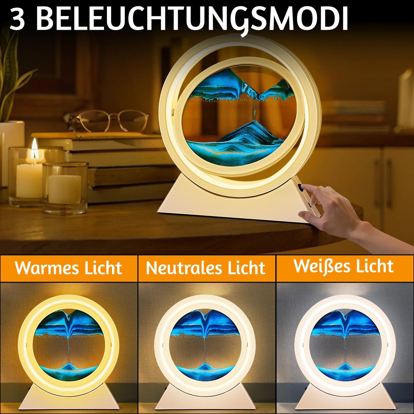 You like Sand Picture to Rotate, 3D Dynamic Sand Picture with LED Light, 10 inch Moving Sand Art, Flowing Sand Art for Kids, Moving Sand Art Picture Landscape for Desktop (Orange blue)