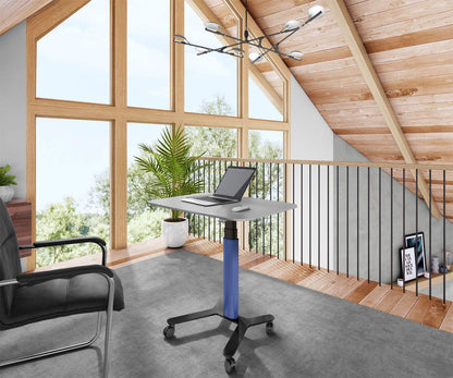 ESMART EAX-131 BB 90 x 60 cm Blue Ergonomic Standing-Sitting Desk Electrically height-adjustable from 65-130 cm Mobile standing desk on wheels