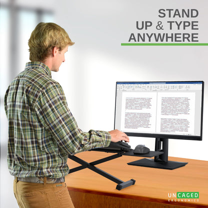 KT3 Ergonomic Keyboard and Mouse Stand (height adjustable and negative tilt) Sit Stand Up Riser on Desk Platform to elevate keyboards for standing above the desk