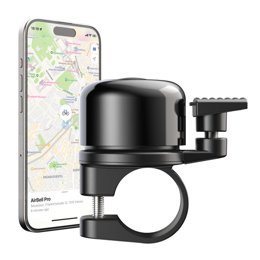 AirBell Pro - Bike bell with built-in tracker for Apple Find My network, AirTag alternative (22.2mm standard handlebar)