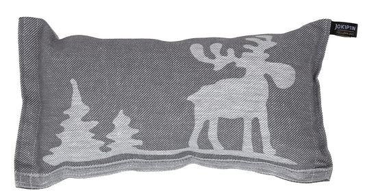 Jokipiin Pellava JOKIPIIN 1 Sauna pillow and travel pillow Moose, 40 x 22 cm, Linen/cotton, made in Finland, grey/white, 22 x 40 cm