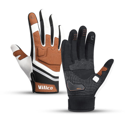 Vilico Motorcycle Gloves Summer, Motorcycle Gloves Men Women Touchscreen, Tactical Gloves for Airsoft Motocross Bike-Orange, Size M
