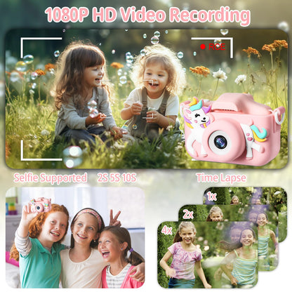 BNEHHOV Kids Camera 2.0-inch Screen 1080P Children's Camera with 32GB SD Card Selfie Digital Camera for Boys and Girls for Christmas Toy