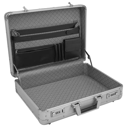 anndora Aluminum Briefcase Attaché Case Silver - Combination lock lockable