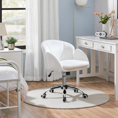 Yaheetech Home Office Chair Vanity Chair Desk Chair Height Adjustable Swivel Chair up to 136 kg Capacity, Velvet Chair with Armrests and Backrest for Bedroom Office Living Room, White