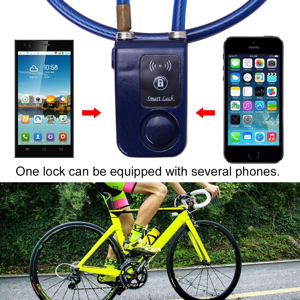 VGEBY Bike Lock Mobile App Smart Bluetooth Bike Lock Wheel Lock for Bike Anti Theft 110dB Alarm Waterproof Lock for IOS Android Smartphone (Color: Black)