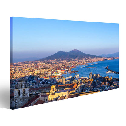 Image of Naples (Napoli) and Vesuvius in the background at sunset on a summer day in Italy, Campania. Wall art poster canvas print RUB