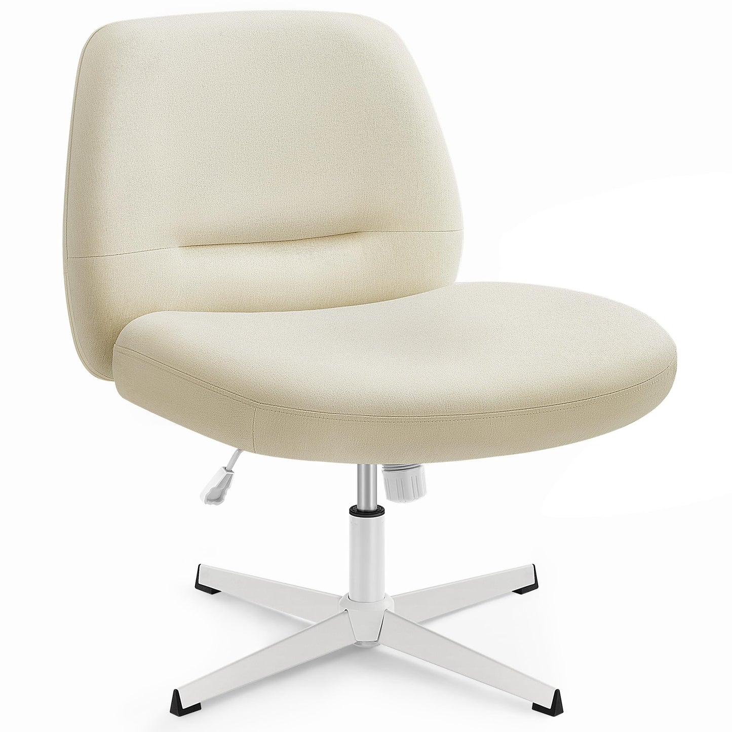 SONGMICS HOME Tailor's Chair, Makeup Chair, Armless Swivel Chair, Desk Chair, Wide Seat, Modern with Cross Base, Adjustable Height, Tilt Function, Cream White OBG046W01