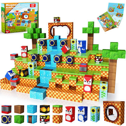 Advent calendar 2024, 100 magnetic building blocks with magnetic cubes, STEM building Montessori, sensory toys, gifts for kids, boys, girls, ages 3, 4, 5, 6, 7, 8, 9, 10.