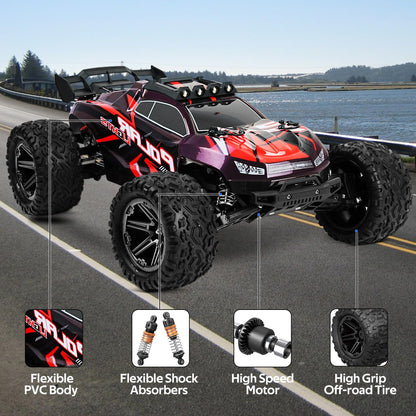 JOYTREKY Remote Control Car, RC Car 1:10 Monster Truck 2 Battery 45KM/H 2.4GHz Gift for Teens Adults Off-road Vehicle