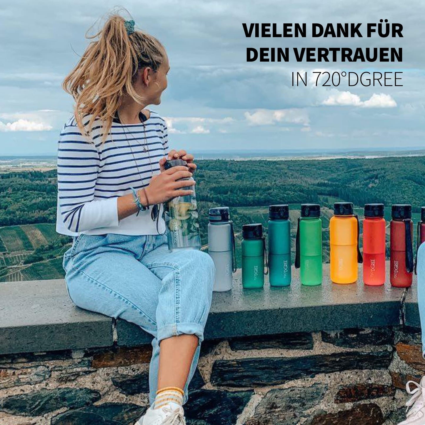 720°DGREE water bottle 1l sport “uberBottle“ softTouch + strainer - BPA-Free - Bottle for college, work, fitness, bike, outdoor, job - Sport bottle made of Tritan - Lightweight, shockproof, reusable