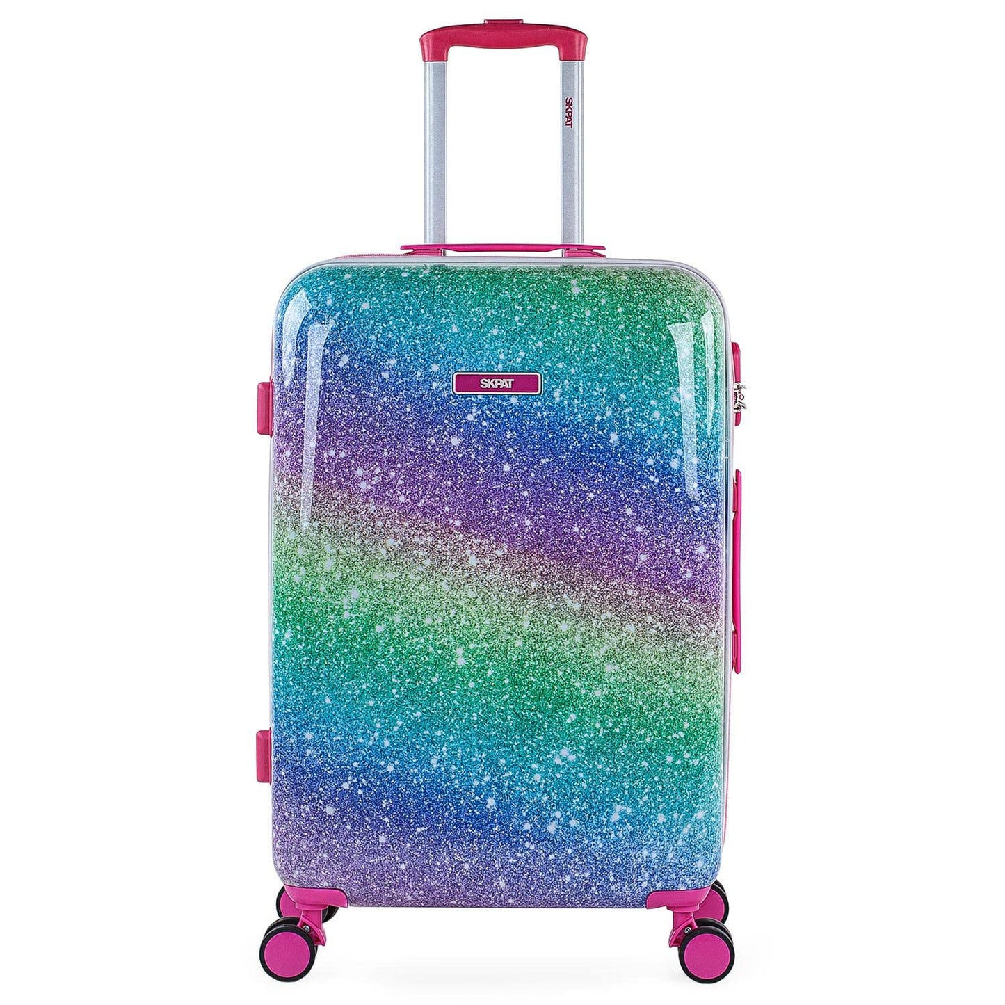 SKPAT - Hard shell suitcase made of polycarbonate for children - Children's suitcase for girls - Children's suitcase with integrated combination lock - 4-wheel children's travel suitcase - Durable children's trolley, fuchsia